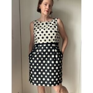 Tahari Womens Polka Dot Dress Black/Cream Size 10P Mini Dress retro style